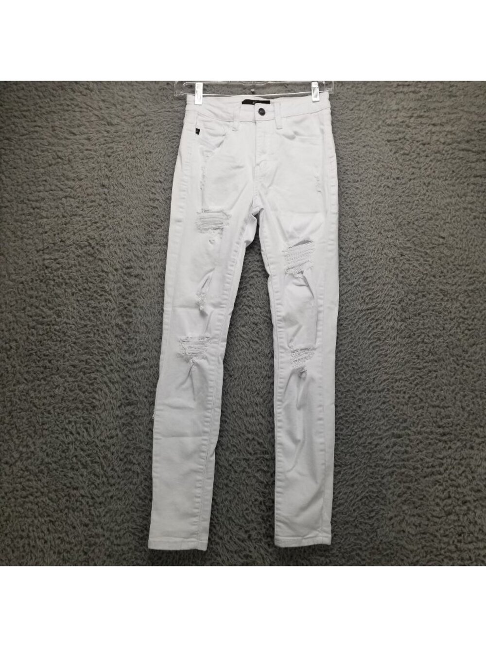 KanCan Jeans Womens 24 White Super Skinny Distressed Stretch Denim
